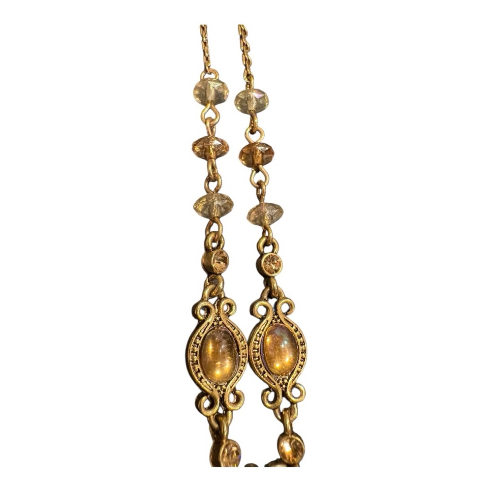 Avon (stamped) Vintage Gold tone & gold cabochon necklace/earring set. JB5 - Picture 3 of 9